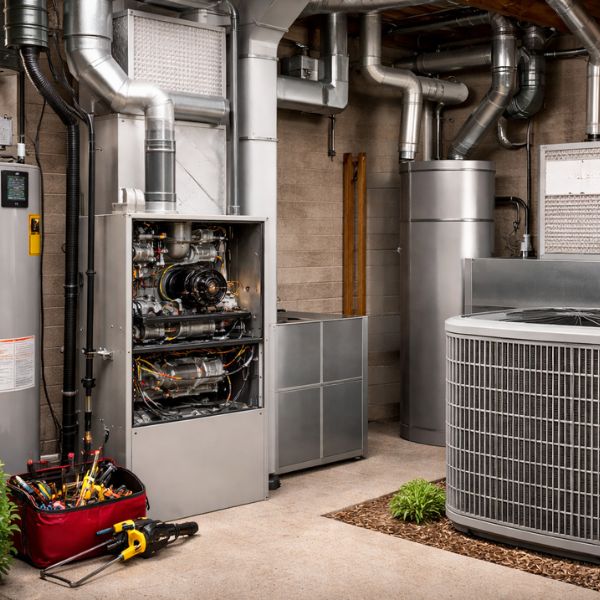 grayscale outdoor AC unit